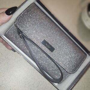 Kate Spade Silver Glitter Wristlet